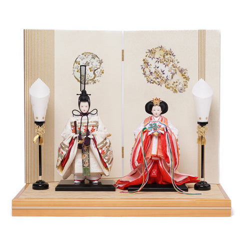 二曲絵屏風立雛飾り