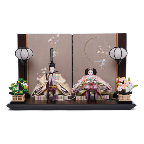 二曲絵屏風親王飾り