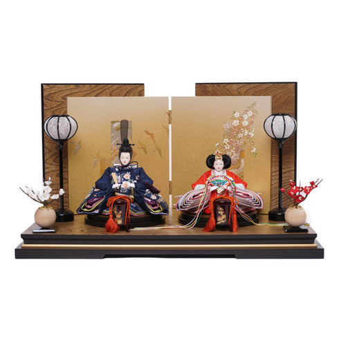 二曲絵屏風親王飾り