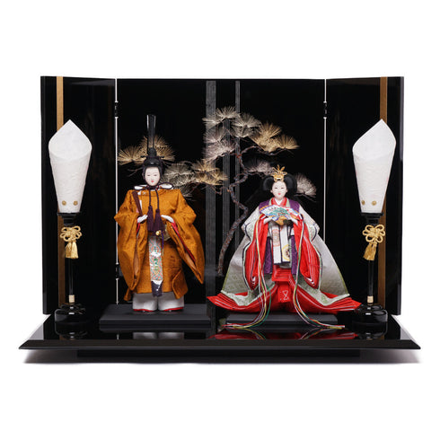 蒔絵屏風立雛飾り