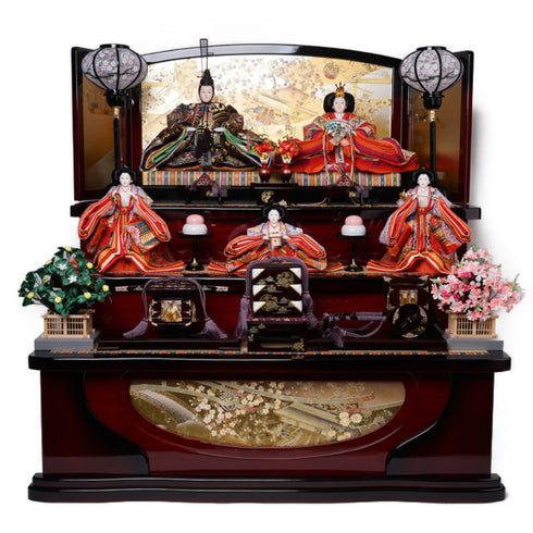 塗桐金彩屏風3段飾り